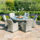 Oxford 6 Seat Round Ice Bucket Dining Set with Venice Chairs & Lazy Susan